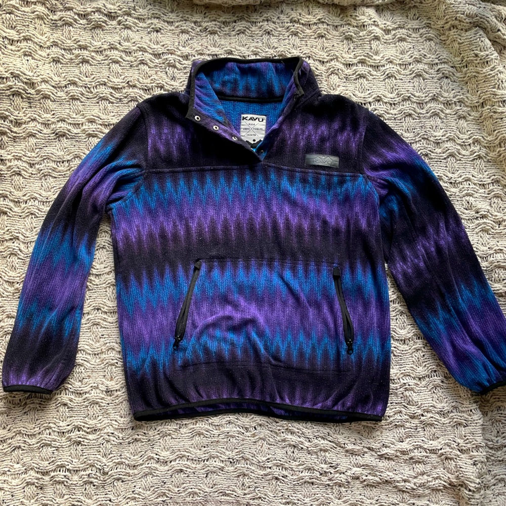 KAVU Fleece 1/4 Snap Pullover Cavanaugh Size Large